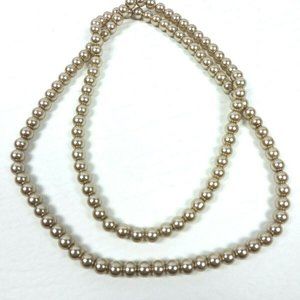 Vintage Glass Faux Pearl Strand 44 Inch Champagne